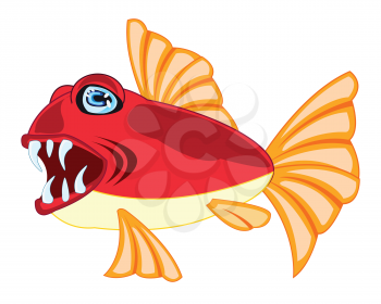Vector illustration of tropical fish on white background is insulated