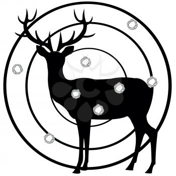 Dartboard of the deer with hole from pool on white background is insulated