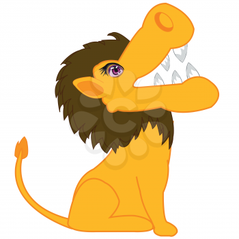 The Wildlife lion on white background is insulated.Vector illustration