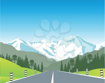 The Car road in mountain terrain.Vector illustration