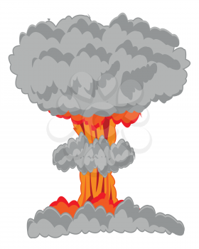 Atomic blast on white background is insulated