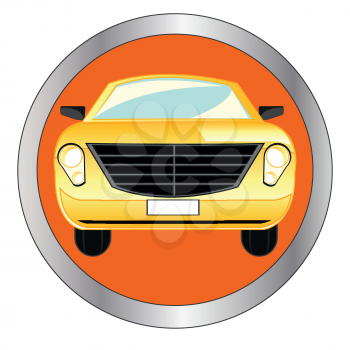 Car icon on green round glossy button