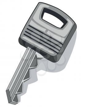Key from lock on white background is insulated