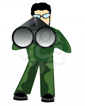 The Man unadulterated from weapon on white background.Vector illustration