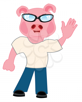 Comic personage of the person with head piglet