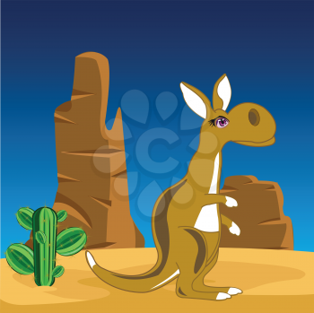 The Wildlife kangaroo on nature in australia.Vector illustration