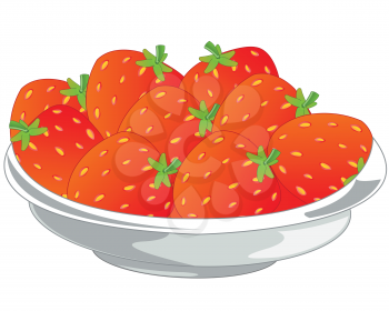 Ripe berry strawberries in plate on white background