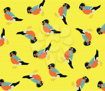 Much birds on yellow background is insulated