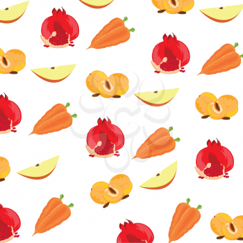 Background from ensemble fruit on white.Vector illustration