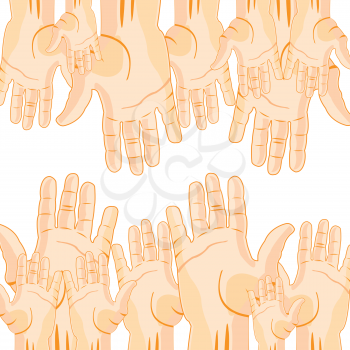 Extended hands of the people on white background is insulated