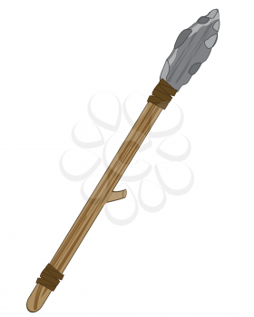 Vector illustration of the old-time spear with ferrule from stone on white background