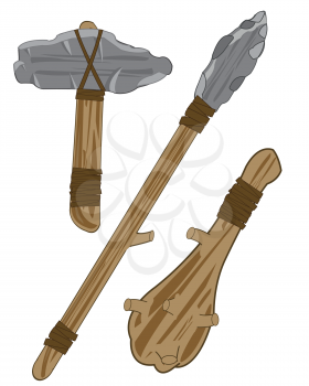 Vector illustration of the prehistorical weapon of the stone age