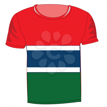T-shirt flag Gambia on white background is insulated