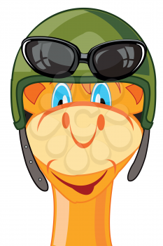 Vector illustration of the cartoon of the mug of the camel in defensive helmet