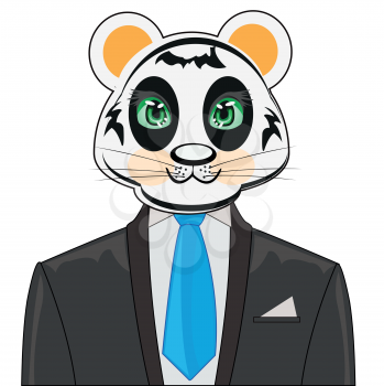 Cartoon animal panda in suit with tie