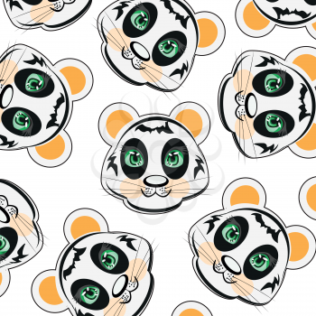 Bestial Pattern panda on white background is insulated