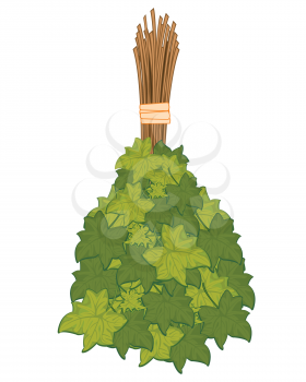 Vector illustration of the besom from foliage for washing in bath