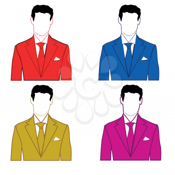 Silhouettes of the mans in suit of the miscellaneous of the colour on white background