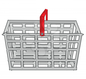 Vector illustration of the empty metallic basket for goods