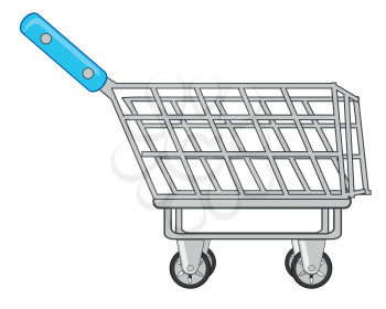Vector illustration of the shop pushcart on wheel for goods