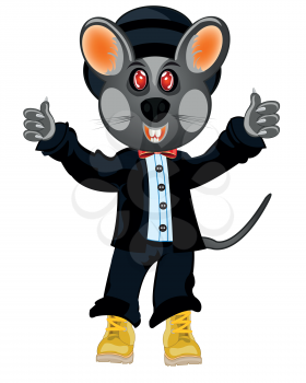 Cartoon baby mouse in suit and shoe