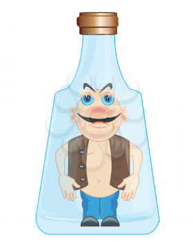 Persons inwardly empty bottle from glass.Vector illustration