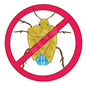 Sign insect bedbug prohibiting on white background