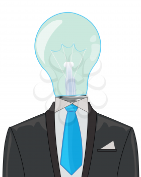 Persons with light bulb instead of head