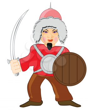Vector illustration of the cartoon of the old-time mongolian warrior