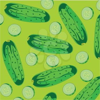 Background from vegetables cucumber on green.Vector illustration