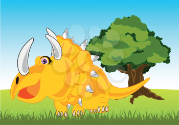 Vector illustration of the extinct dinosaur Eotriceratops on year glade