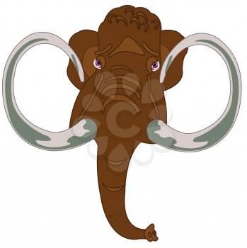 Prehistorical animal mammoth on year glade with flower