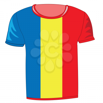 T-shirt with flag of the republic Fume on white background