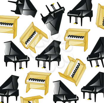 Two music instruments piano pattern on white background is insulated