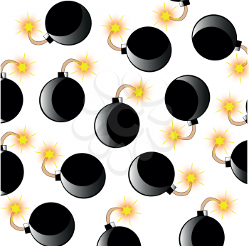 Bomb with alight wick pattern on white background