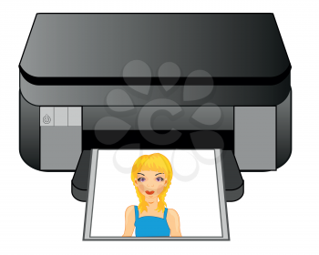 Equipment colour printer on white background is insulated