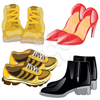 Several vapours varied footwear male and feminine