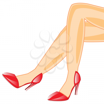 Beautiful feminine legs in red loafer on high heel