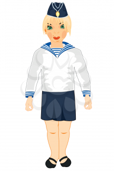 Making look younger girl in form of the sailor and oversea cap