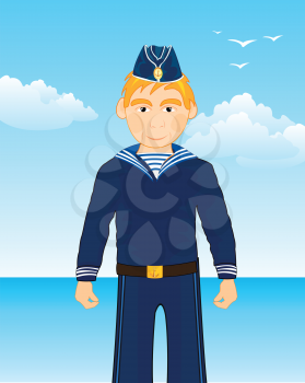 Vector illustration of the cartoon of the sailor in form