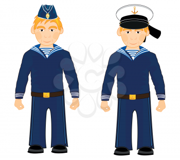 Sailors in form on white background is insulated
