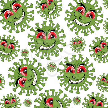 Decorative background coronavirus cartoon on white background is insulated