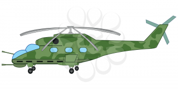 Vector illustration of the combat military helicopter with arms