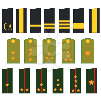 Shoulder straps and ranks soldier and officer to armies in Russia on white background is insulated
