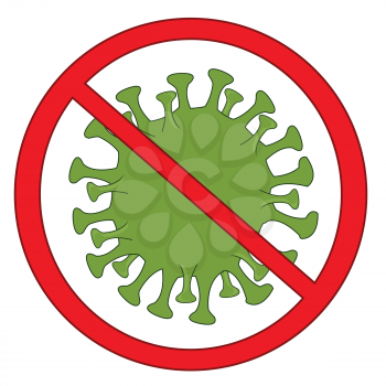 Vector illustration of the sign cprohibiting oronavirus on white background is insulated