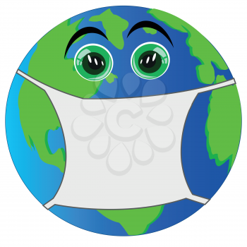 Earth with virus protection mask. Coronavirus 2019-nCoV alert vector illustration.