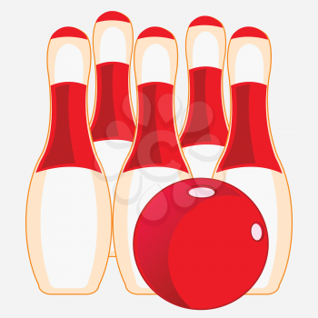 Instruments for game of bowling on white background