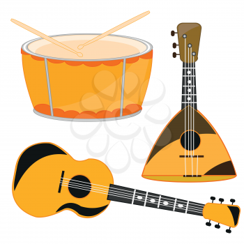 Several music instruments on white background is insulated