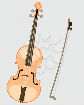 Music instrument violin and joining on white background is insulated