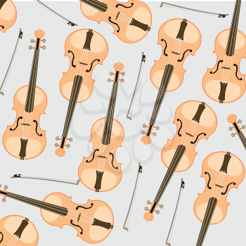 Decorative pattern from music instrument violin and joining on white background